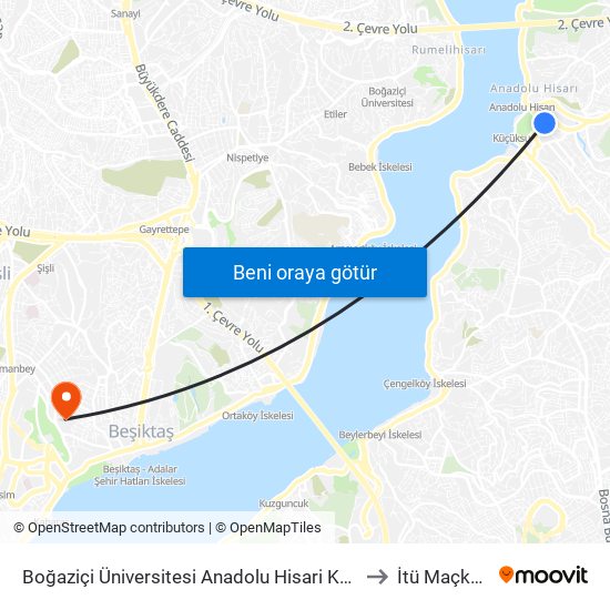 Boğaziçi Üniversitesi Anadolu Hisari Kampüsü - Kavacik Köprüsü 15n Yönü to İtü Maçka Yerleşkesi map