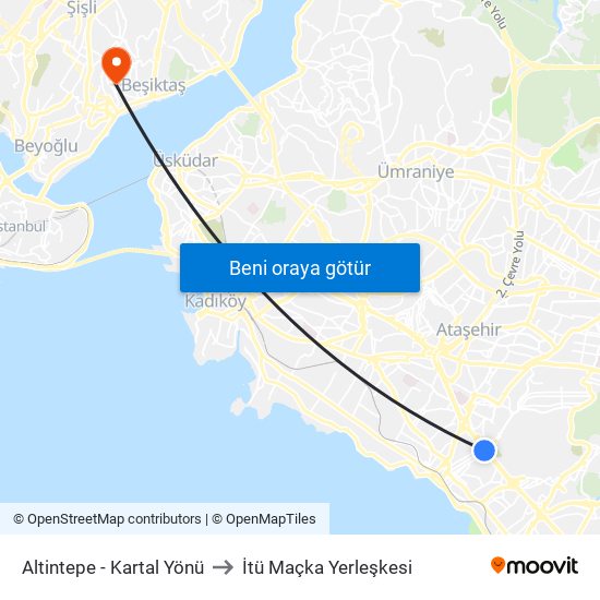 Altintepe  - Kartal Yönü to İtü Maçka Yerleşkesi map