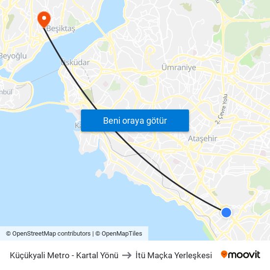 Küçükyali Metro - Kartal Yönü to İtü Maçka Yerleşkesi map