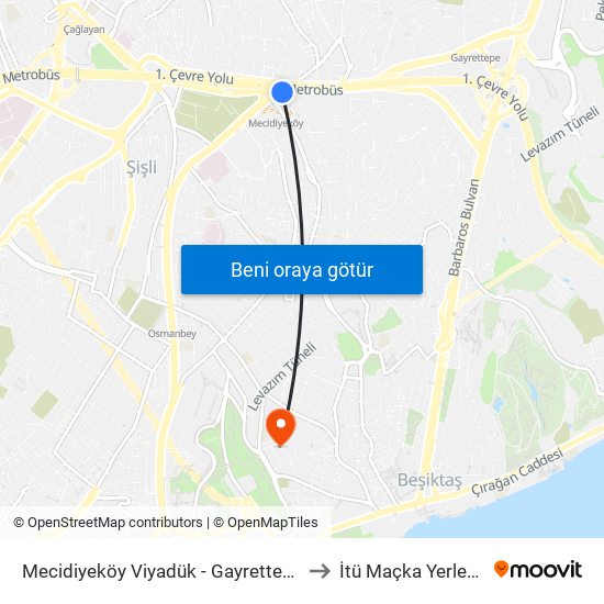 Mecidiyeköy Viyadük - Gayrettepe Yönü to İtü Maçka Yerleşkesi map