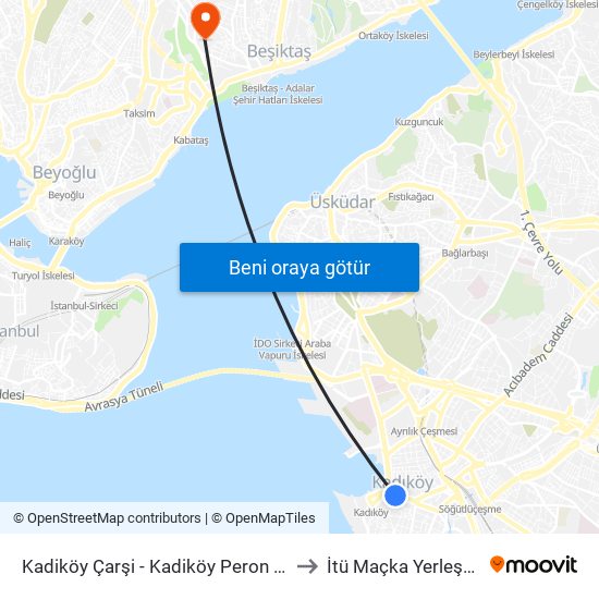 Kadiköy Çarşi - Kadiköy Peron Yönü to İtü Maçka Yerleşkesi map