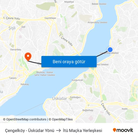 Çengelköy - Üsküdar Yönü to İtü Maçka Yerleşkesi map