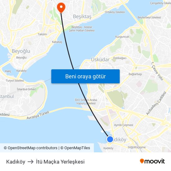 Kadıköy to İtü Maçka Yerleşkesi map
