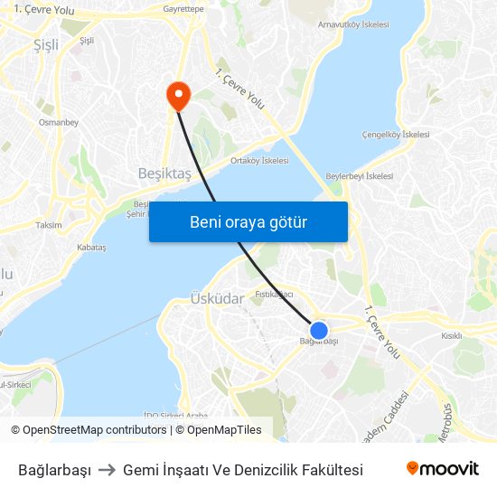 Bağlarbaşı to Gemi İnşaatı Ve Denizcilik Fakültesi map