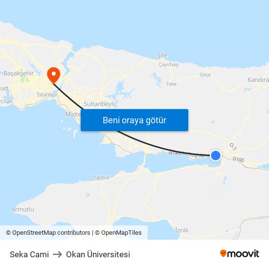 Seka Cami to Okan Üniversitesi map
