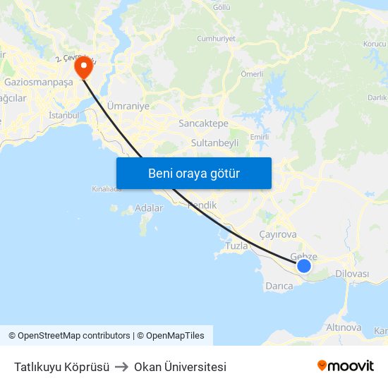 Tatlıkuyu Köprüsü to Okan Üniversitesi map