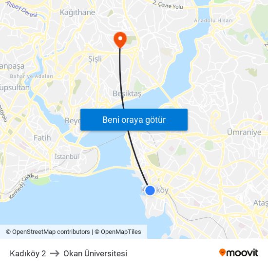 Kadıköy 2 to Okan Üniversitesi map