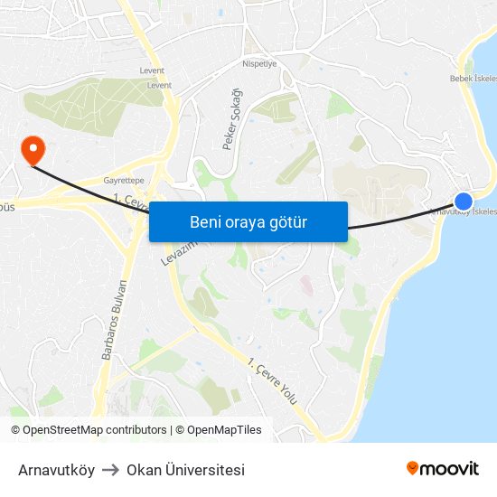 Arnavutköy to Okan Üniversitesi map