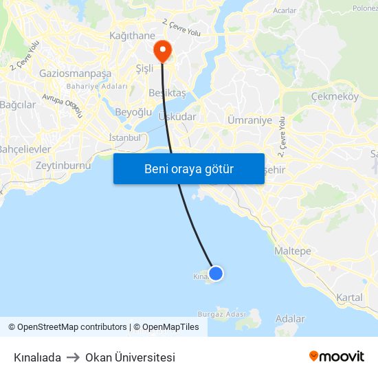 Kınalıada to Okan Üniversitesi map