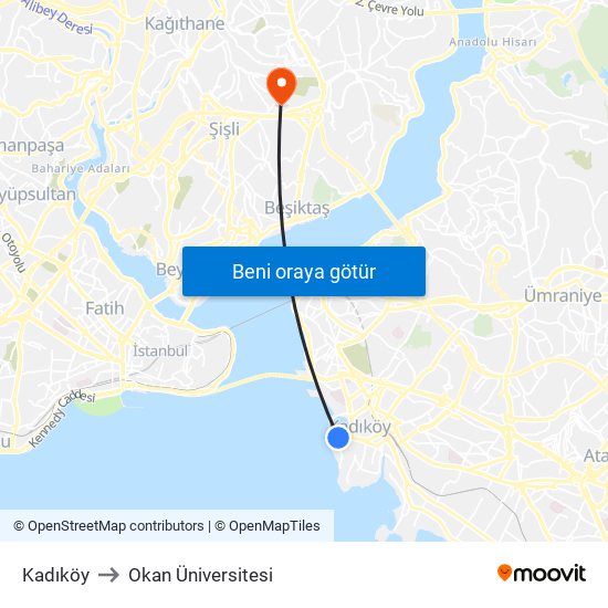 Kadıköy to Okan Üniversitesi map