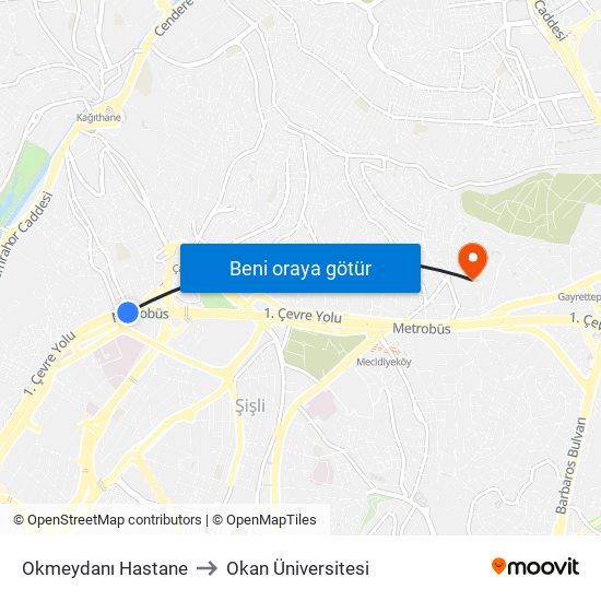 Okmeydanı Hastane to Okan Üniversitesi map