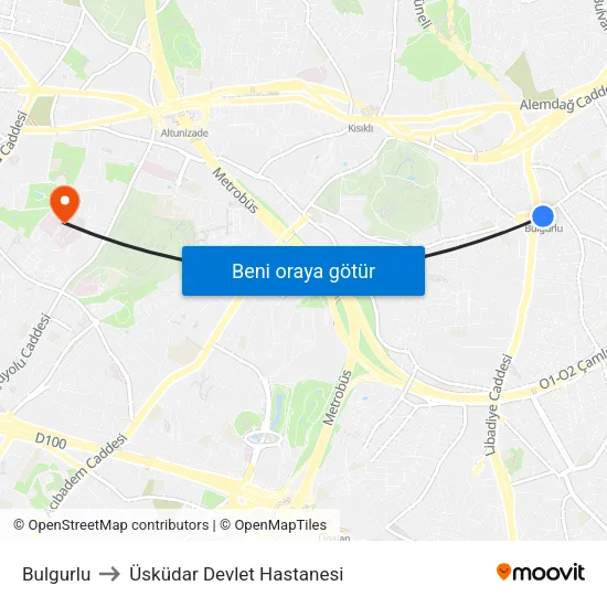 Bulgurlu to Üsküdar Devlet Hastanesi map