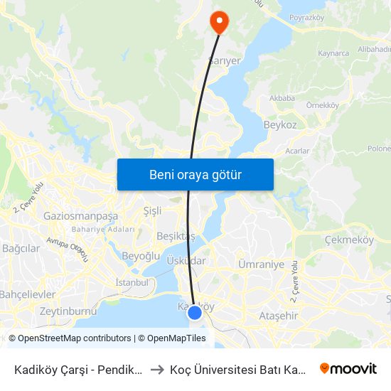 Kadiköy Çarşi - Pendik Yönü to Koç Üniversitesi Batı Kampüsü map