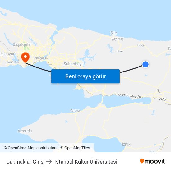 Çakmaklar Giriş to Istanbul Kültür Üniversitesi map