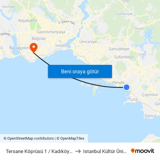 Tersane Köprüsü 1 / Kadıköy (E-5) Yönü to Istanbul Kültür Üniversitesi map