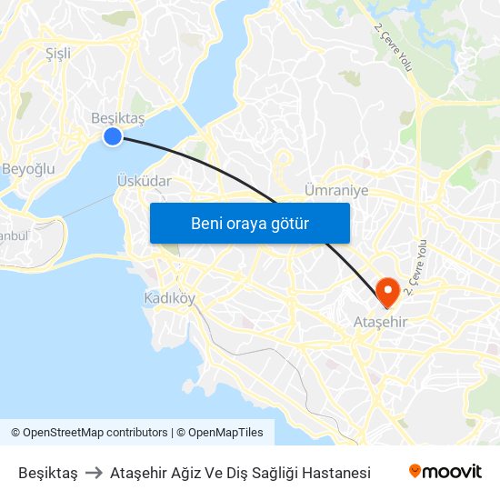 Beşiktaş to Ataşehir Ağiz Ve Diş Sağliği Hastanesi map