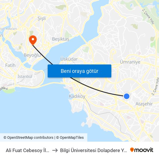 Ali Fuat Cebesoy İlkokulu to Bilgi Üniversitesi Dolapdere Yerleşkesi map