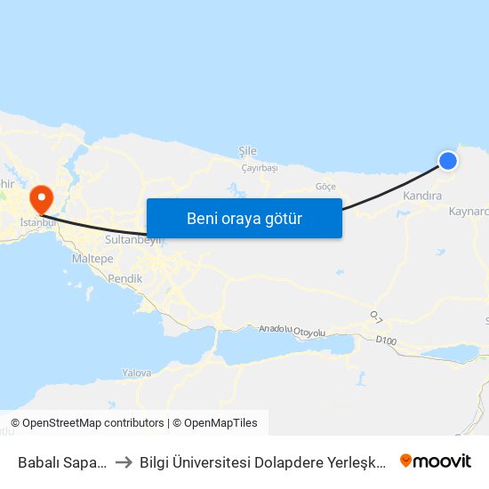 Babalı Sapağı to Bilgi Üniversitesi Dolapdere Yerleşkesi map