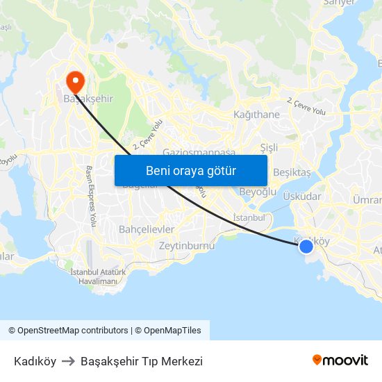 Kadıköy to Başakşehir Tıp Merkezi map
