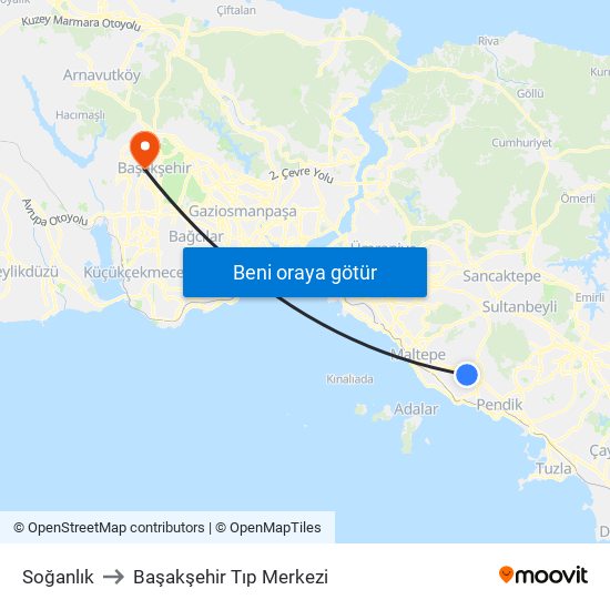 Soğanlık to Başakşehir Tıp Merkezi map