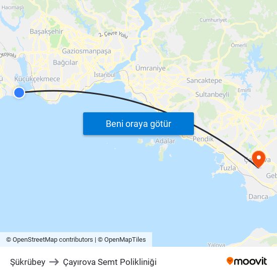 Şükrübey to Çayırova Semt Polikliniği map