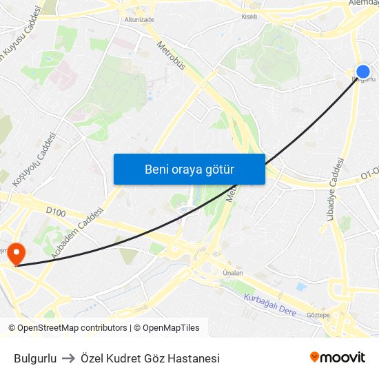 Bulgurlu to Özel Kudret Göz Hastanesi map