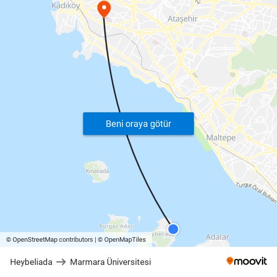 Heybeliada to Marmara Üniversitesi map