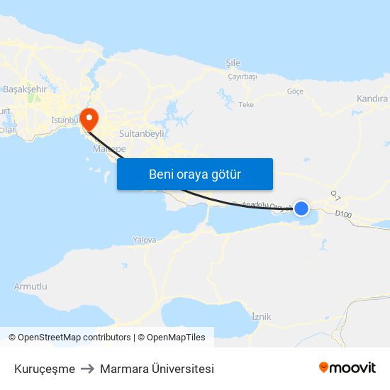 Kuruçeşme to Marmara Üniversitesi map