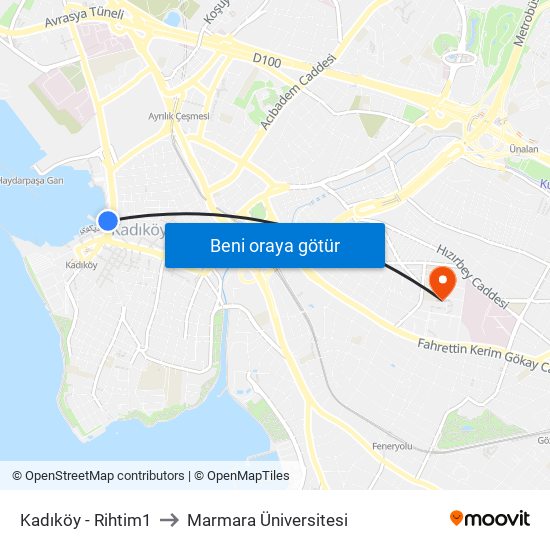 Kadıköy - Rihtim1 to Marmara Üniversitesi map