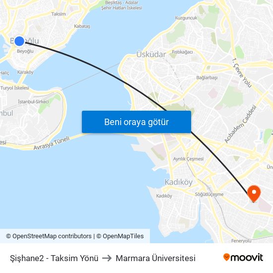 Şişhane2 - Taksim Yönü to Marmara Üniversitesi map