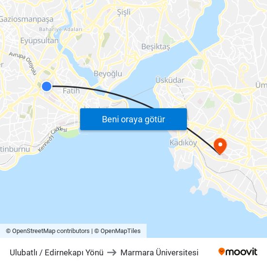 Ulubatlı / Edirnekapı Yönü to Marmara Üniversitesi map