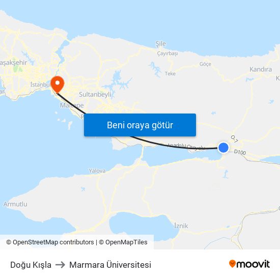 Doğu Kışla to Marmara Üniversitesi map