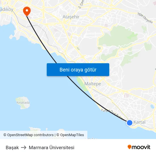 Başak to Marmara Üniversitesi map