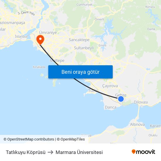 Tatlıkuyu Köprüsü to Marmara Üniversitesi map