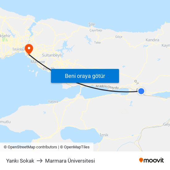 Yankı Sokak to Marmara Üniversitesi map
