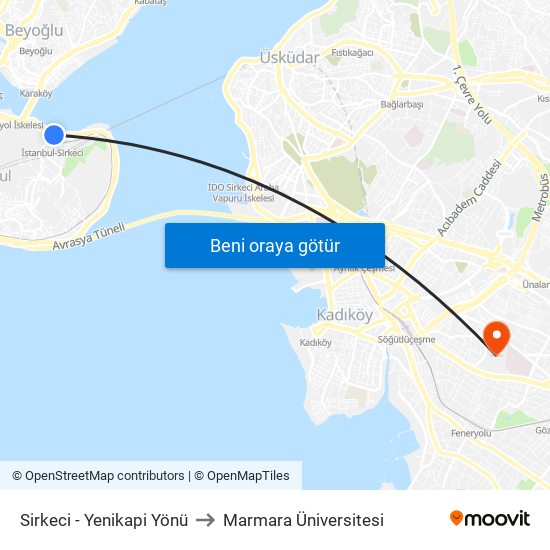 Sirkeci - Yenikapi Yönü to Marmara Üniversitesi map