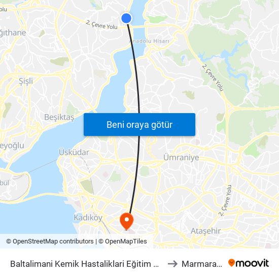 Baltalimani Kemik Hastaliklari Eğitim Ve Araştirma Hastanesi - Beşiktaş Yönü to Marmara Üniversitesi map