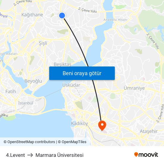 4.Levent to Marmara Üniversitesi map