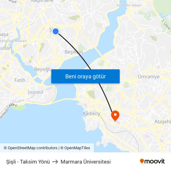 Şişli - Taksim Yönü to Marmara Üniversitesi map