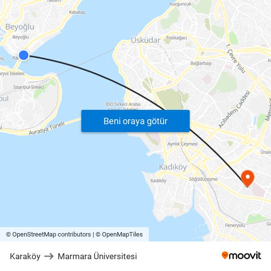 Karaköy to Marmara Üniversitesi map