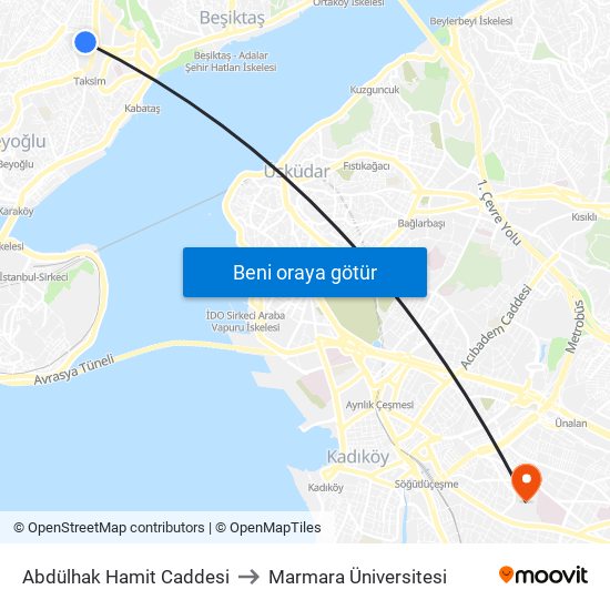 Abdülhak Hamit Caddesi to Marmara Üniversitesi map