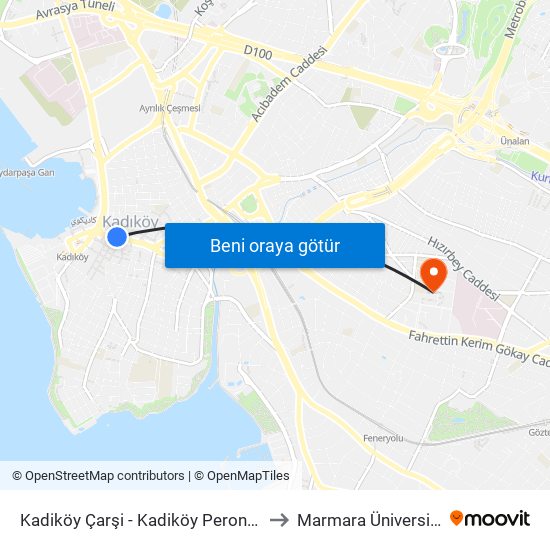Kadiköy Çarşi - Kadiköy Peron Yönü to Marmara Üniversitesi map