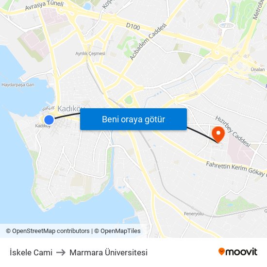 İskele Cami to Marmara Üniversitesi map