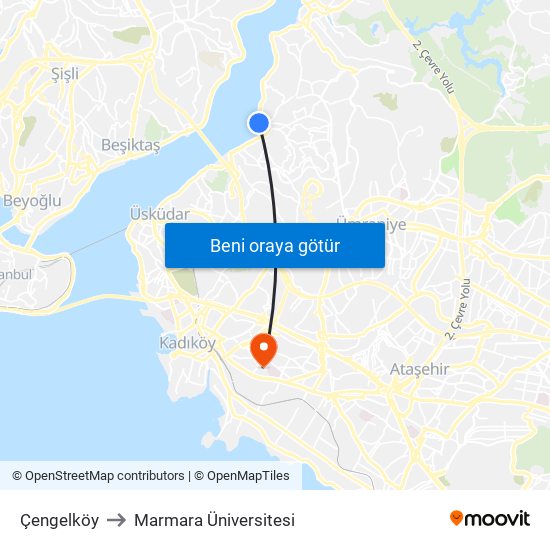Çengelköy to Marmara Üniversitesi map