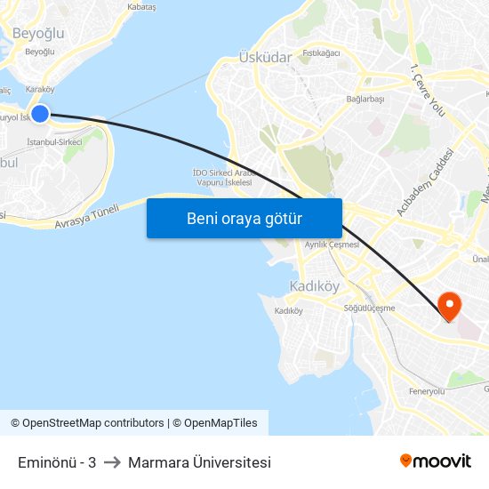 Eminönü - 3 to Marmara Üniversitesi map