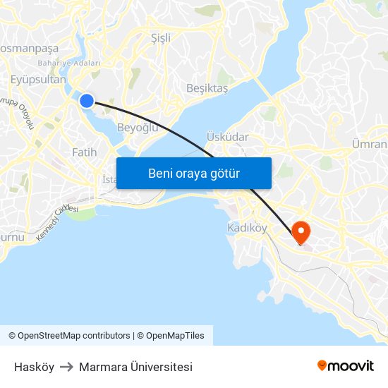 Hasköy to Marmara Üniversitesi map