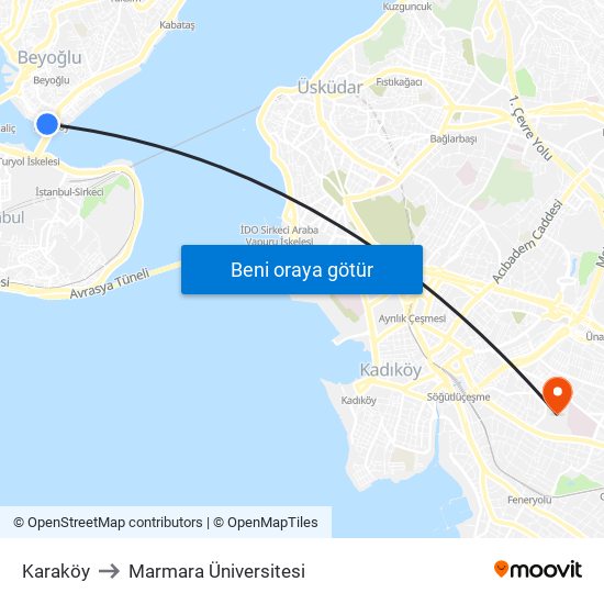Karaköy to Marmara Üniversitesi map