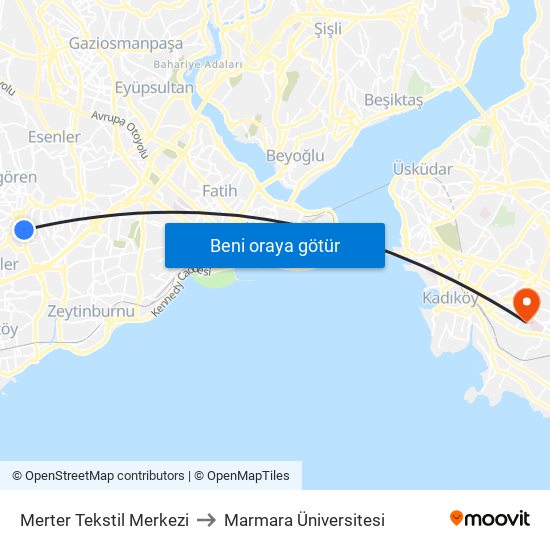 Merter Tekstil Merkezi to Marmara Üniversitesi map
