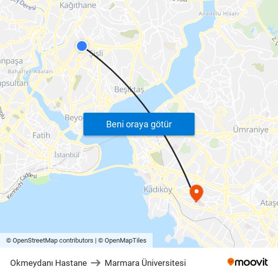 Okmeydanı Hastane to Marmara Üniversitesi map