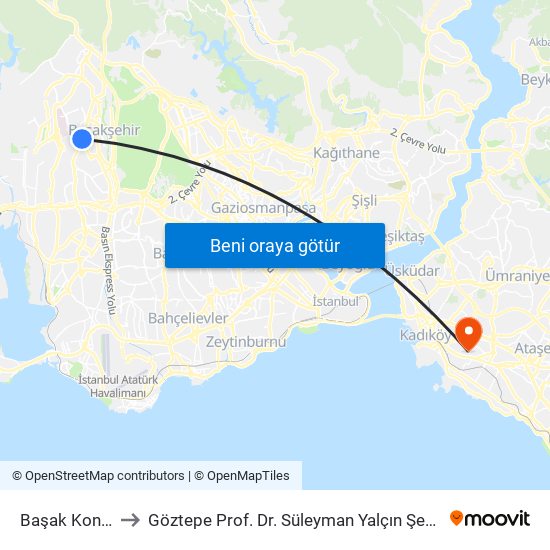 Başak Konutları to Göztepe Prof. Dr. Süleyman Yalçın Şehir Hastanesi map